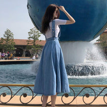 Load image into Gallery viewer, NORMOV Denim Dress Women Fashion Solid V-Neck Sleeveless Backless With Button Pocket Mid Calf Cotton Strap Dress Office Lady