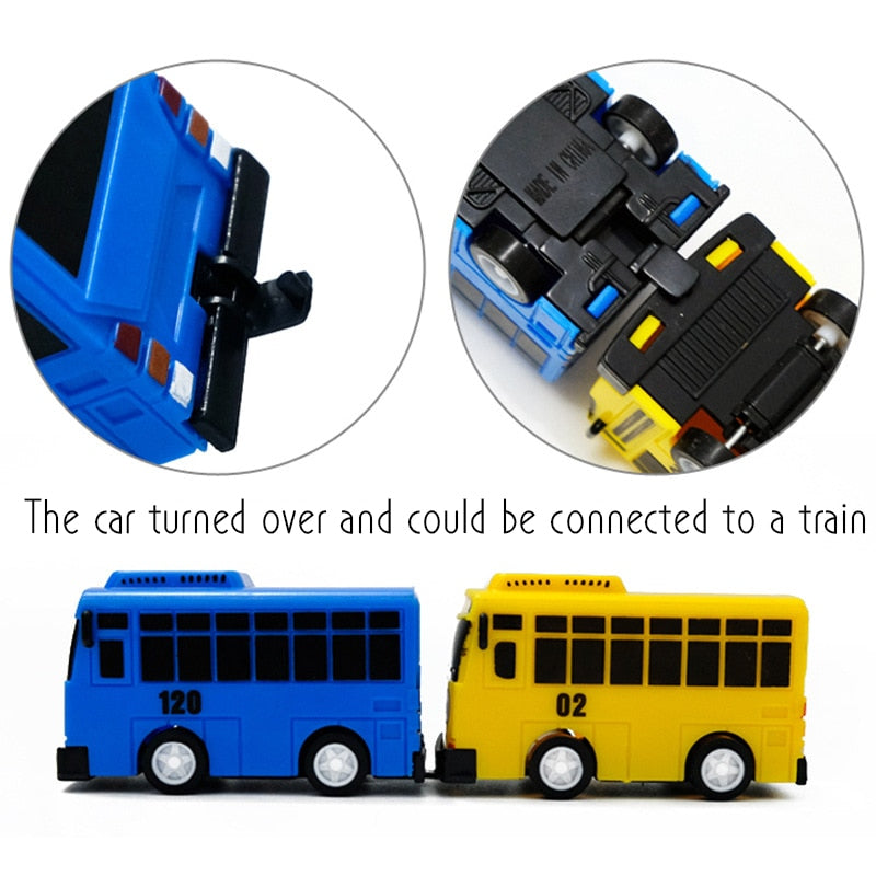 New 4pcs/set Small Car Korean Cartoon TAYO The Little Bus Araba Oyuncak Car Model Pull Back Toy Car Kids Birthday Gift