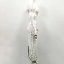 将图片加载到图库查看器,New Arrival White Beads Elegant Evening Celebrity Tassel Bandage Dress 2019 Long Sleeve Spring Winter Off The Shoulder Vestidos