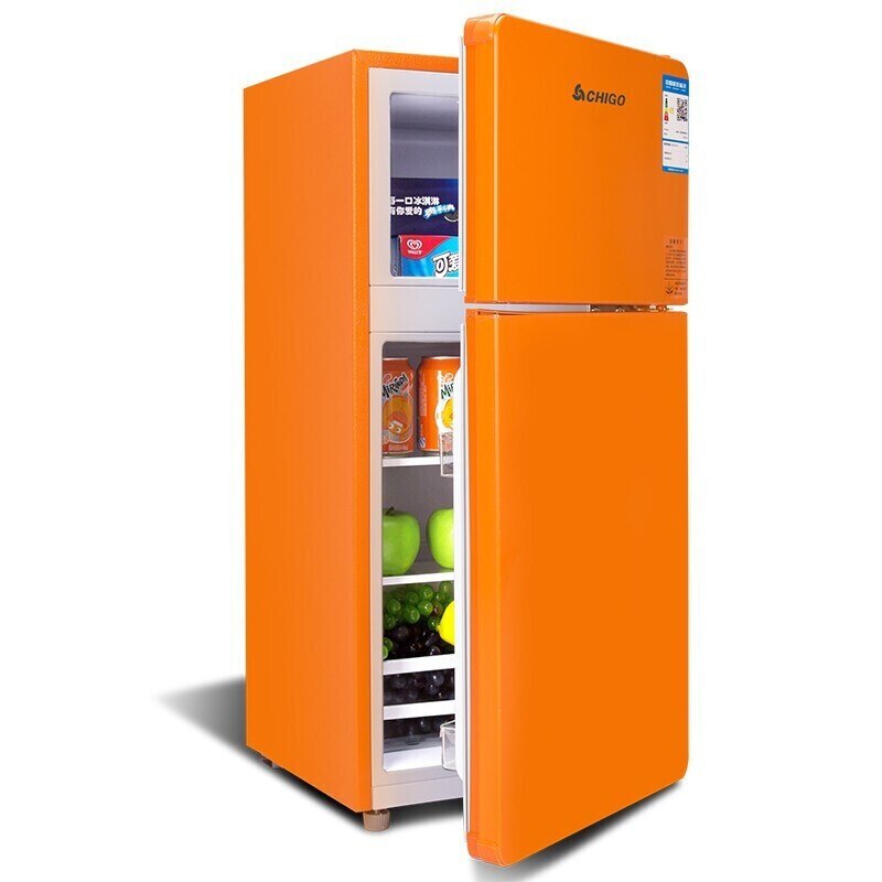 Energy efficient Freezing Refrigerator 40L large capacity refrigeration small fridges Two-door brand household cooler fridge. Colours are Blue, Yellow, and