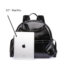 Charger l'image dans la galerie, PU Black Diaper Backpack for Baby Large Capacity Waterproof Pockets Diaper Bag for Mother Travel Stroller Bag