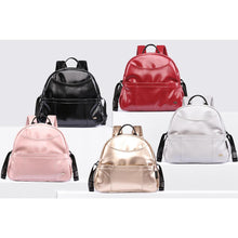 Charger l'image dans la galerie, PU Black Diaper Backpack for Baby Large Capacity Waterproof Pockets Diaper Bag for Mother Travel Stroller Bag