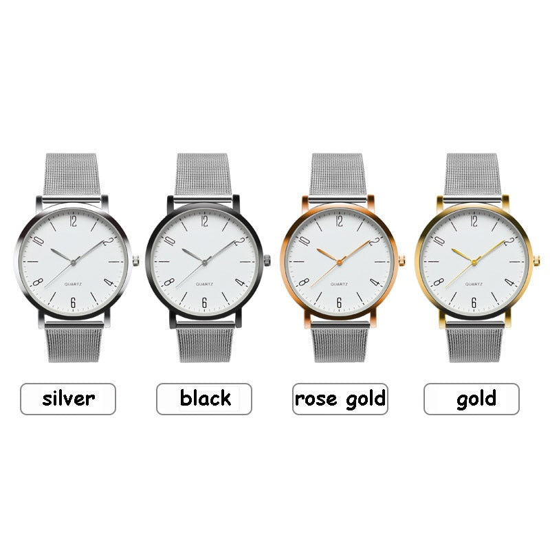 Women's Stainless Steel Silver Gold Mesh Watch Unique Simple Watches Casual Quartz Wristwatches Clock Hot Sale