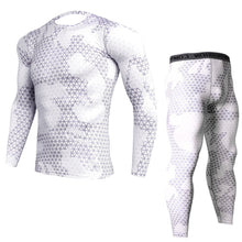 将图片加载到图库查看器,New Fitness Camo Shirt Men Compression Shirt 2Pcs/sets Sportswear MMA Rashguard Mens Joggers Leggings Gyms Bodybuilding Tights Camouflage Style