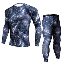 将图片加载到图库查看器,New Fitness Camo Shirt Men Compression Shirt 2Pcs/sets Sportswear MMA Rashguard Mens Joggers Leggings Gyms Bodybuilding Tights Camouflage Style