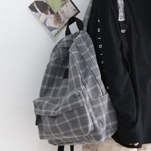 将图片加载到图库查看器,Women's Backpack Plaid Canvas Teenager Travel Rucksack Large Capacity Multifunctional Bag Casual Schoolbag