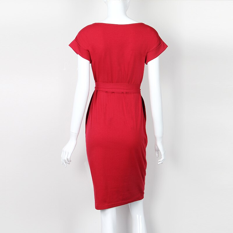 New Summer Women Dress Knee Length Sexy Bandage Bodycon Dress Short Sleeve Casual Dresses Sundress Femme GV451
