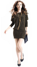 Load image into Gallery viewer, Women's Casual Dress Plus Size Women Dress Bat Sleeve Short Autumn Winter Dress Vestidos Gold / Blue / Silver vestidos