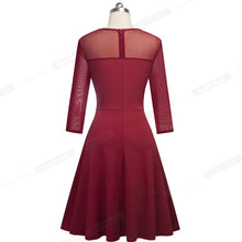 將圖片載入圖庫檢視器 Nice-forever Elegant Sexy Mesh Lace Patchwork vestidos Business Party Swing Flare Women Autumn Dress A170