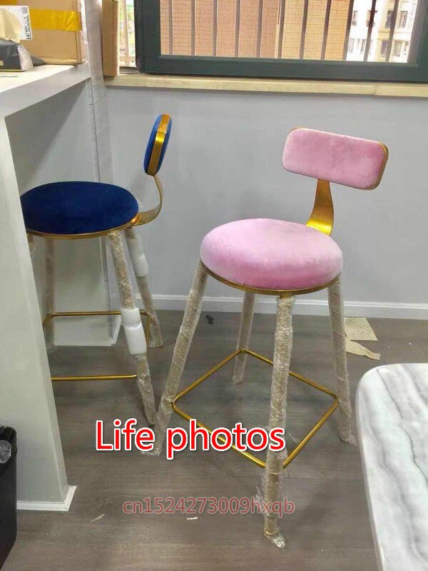 Nordic Bar Stool Wrought Iron Ins Creative Table Gold Lift Cafe Back Net Red High Chair Simple Counter Stool Bar Stools for Home