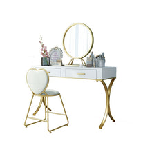 将图片加载到图库查看器,Nordic Dressing Table Bedroom Small Huxing Net Red Belt Drawer Dressing Table Set Simple Solid Wood Cosmetic Table New 2019 Heart Shaped Chair