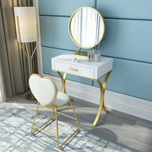 将图片加载到图库查看器,Nordic Dressing Table Bedroom Small Huxing Net Red Belt Drawer Dressing Table Set Simple Solid Wood Cosmetic Table New 2019 Heart Shaped Chair