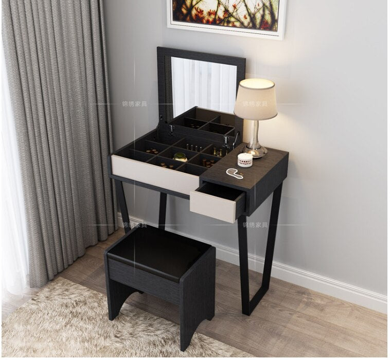 Nordic black modern simple net dressing table bedroom fold multi-functional dressing table small family mini dressing table