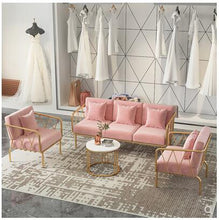 Cargar imagen en el visor de la galería, Nordic ins simple wrought iron loft sofa net red living room coffee shop clothing store rest double lazy sofa