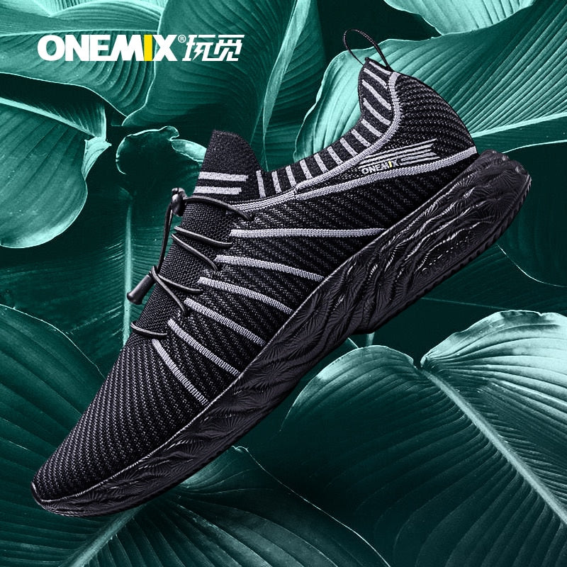 ONEMIX Men's 2021 New Black Running Shoes for Men Waterproof Breathable Training Sneakers Male Outdoor Anti-Slip Trekking Sports Shoes
