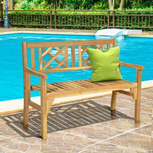 Load image into Gallery viewer, Patio Foldable Bench with Curved Backrest and Armrest