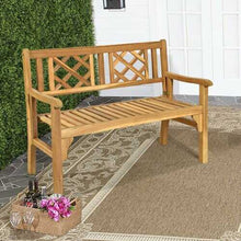 Load image into Gallery viewer, Patio Foldable Bench with Curved Backrest and Armrest