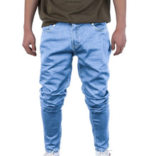 Charger l'image dans la galerie, Oeak Men's Solid Color Jeans 2019 New Shinny Denim Pencil Pants Fashion Casual Straight Stretch Trousers