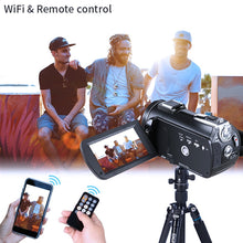 Cargar imagen en el visor de la galería, Ordro AC3 Vlog Video Camera Camcorder 4K WiFi Night Vision with IR Light Lens Hood Holder, for YouTube Blogger Shooting