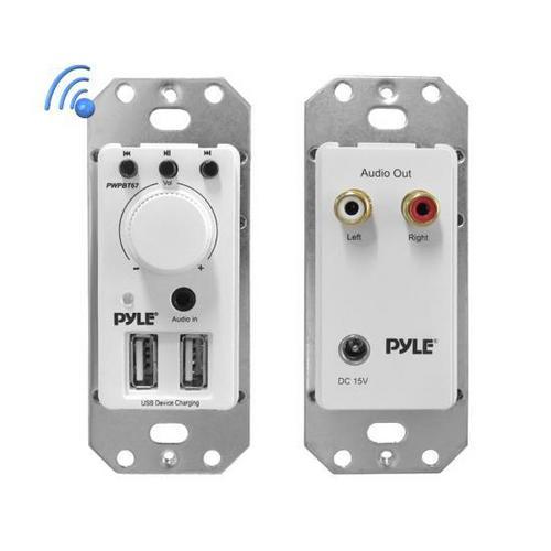 In-Wall Bluetooth Audio Receiver, Dual USB Device Charger & Aux Input for Sound Systems