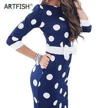 Load image into Gallery viewer, Polka Dot Dress Women 2019 Summer Casual Bodycon Sexy Party Dresses Elegant Midi Club Dress Plus Size bodycon Office Dress GV809