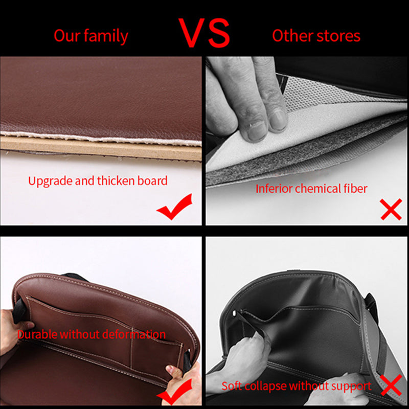 Pu Leather Car Seat Back Organizer Tray Travel Car Storage Organizer Pad Bag With Foldable Table Car Trash Can Auto Accessories