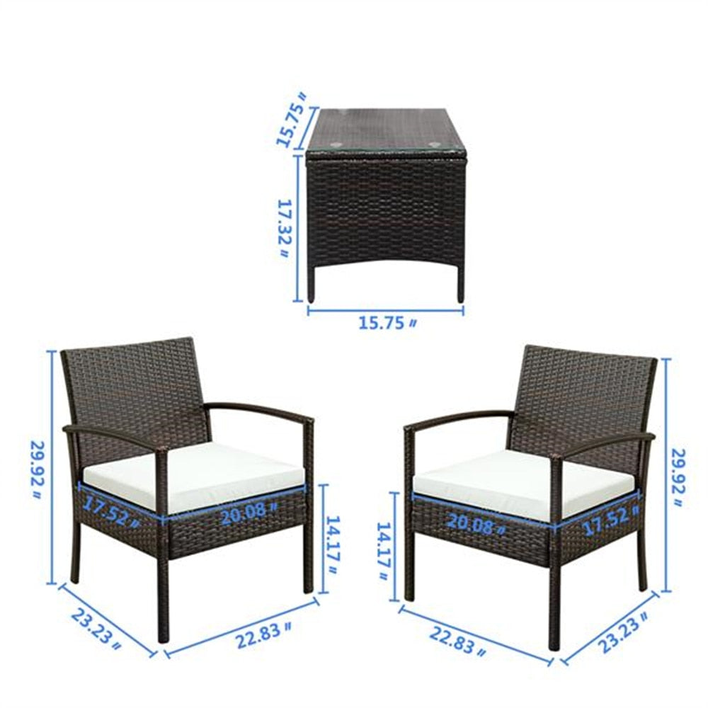 Rattan Sofa Set Garden Furniture 3pcs 2pcs Arm Chairs 1pc Coffee Table Rattan Sofa Set Tempered Glass Stable Sturdy Durable