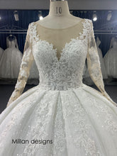將圖片載入圖庫檢視器 Milan Designs Luxury Long Sleeves Wedding Dresses Delicate Lace Ball Gown Bridal Dress Beaded Bridal Gown Vestido De Novias