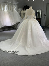 將圖片載入圖庫檢視器 Milan Designs Luxury Long Sleeves Wedding Dresses Delicate Lace Ball Gown Bridal Dress Beaded Bridal Gown Vestido De Novias