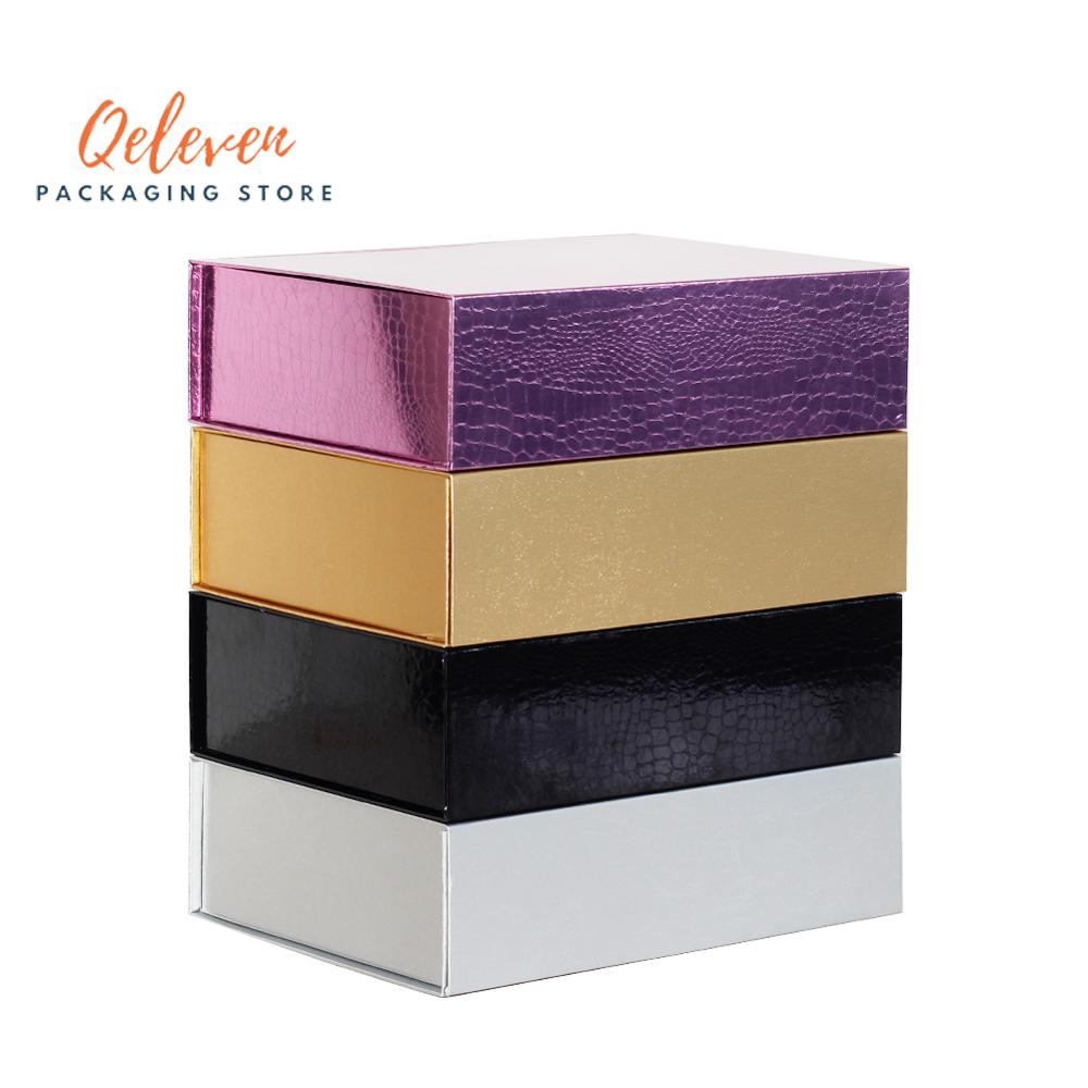 Retail 100pcs Customized Printing Paperboard Folding rigid box Magnetic closure 4 colors packaging hair wigs cosmetic gift box