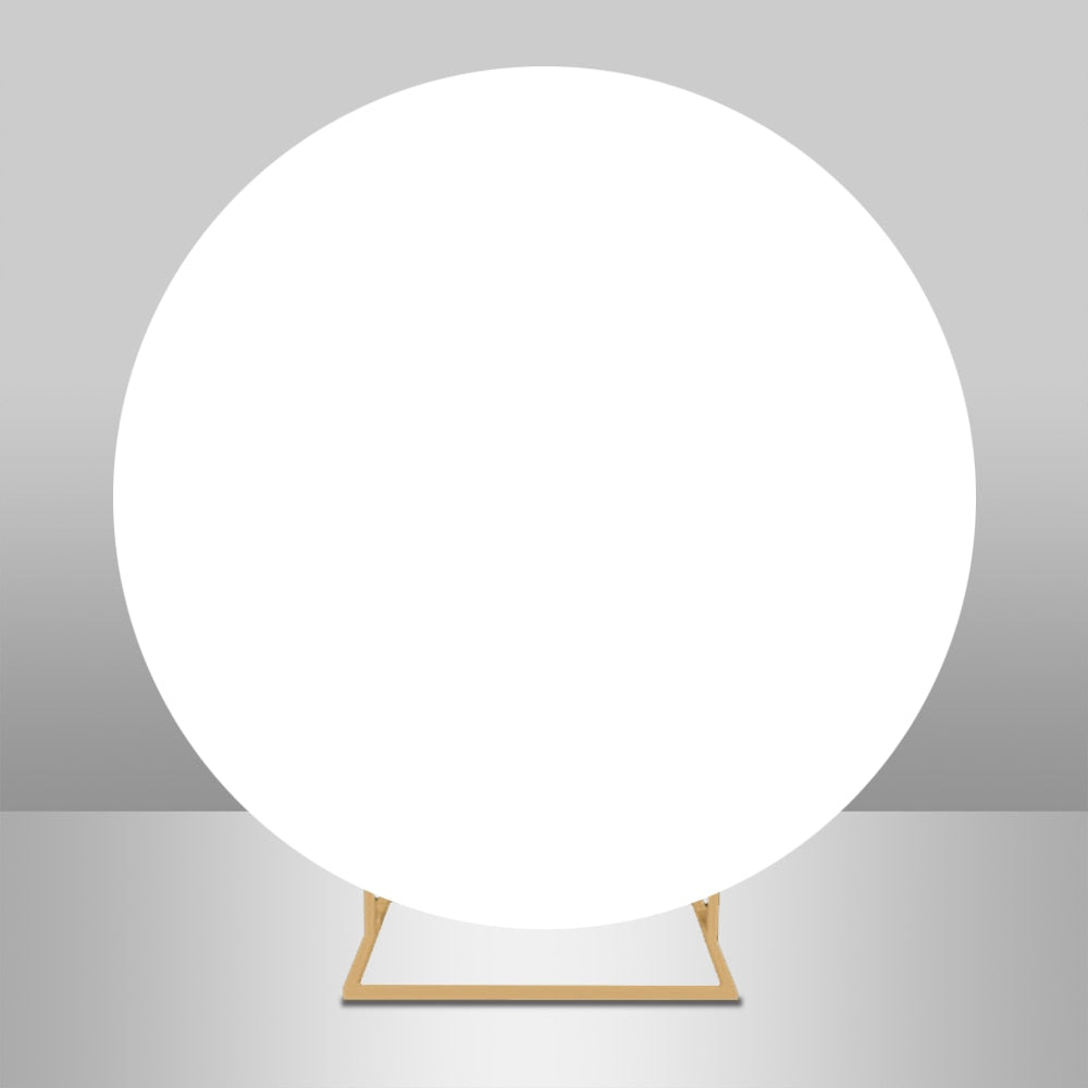 Round Backdrop Covers White Solid Color Party Birthday Baby Shower Custom Elastic Band Circle Backdrops Photo Studio