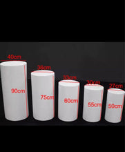 Load image into Gallery viewer, Round Cylinder Plinth Covers Background Elastic Fabric Polyster Customize Size Brown Wood Dessert Table cover