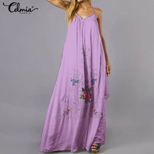 Load image into Gallery viewer, S 5XL Celmia Sexy Straps Bohemian Dress Women Backless Casual Loose Flower Print Long Dress 2019 Summer Beach Party Maxi Vestido