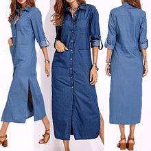 将图片加载到图库查看器,S 5XL ZANZEA 2019 Spring Fashion Denim Blue Dress  Women Casual Lapel Long Sleeve Long Shirt Vestido Elegant Work OL Sundress