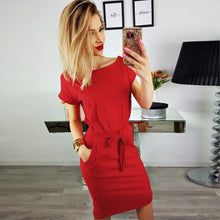 Load image into Gallery viewer, SAGACE Fashion 2019 Women's Summer Casual Pocket Dress Ladies Short Sleeve solid color Evening Party Mini Dress Female new