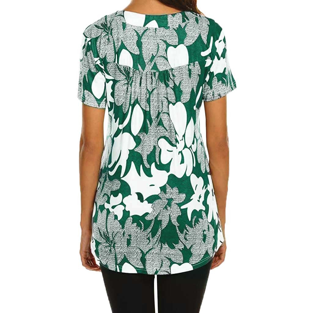 SAGACE Summer Fashion Blouse Women Casual Short Sleeve Print Top Fashion Shirt Ladies Tops Blouse V neck Shirts Blouses Women