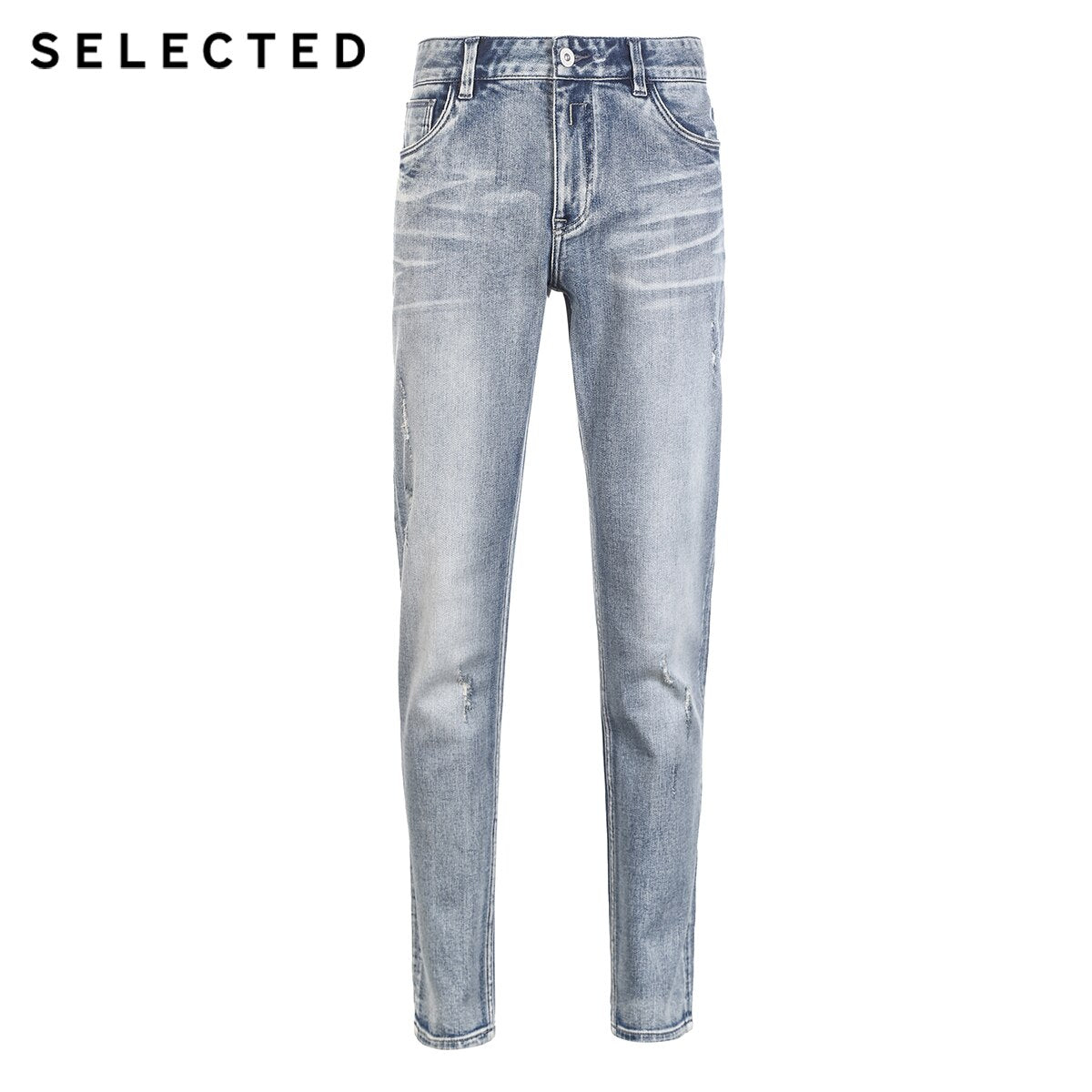 SELECTED Men's Cotton-blend Denim Pants Lycra Slight Stretch Fading Jeans C|419132504