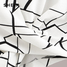 將圖片載入圖庫檢視器 SHEIN Twist Hem Cross Wrap Hem Geo Print Crop Top Women Summer Casual Slim Fit Blouse Short Sleeve Womens Tops and Blouses