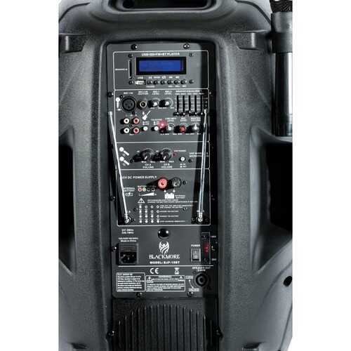 Blackmore Pro Audio BJP-15BT Portable Amplified 2-Way Loudspeaker with Microphones