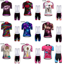 Cargar imagen en el visor de la galería, SPTGRVO Lairschdan Coloful MTB Bike Jersey Shorts Set Ropa Ciclismo Women Cycling Clothing Girl Bicycle WearBottom Padded Female