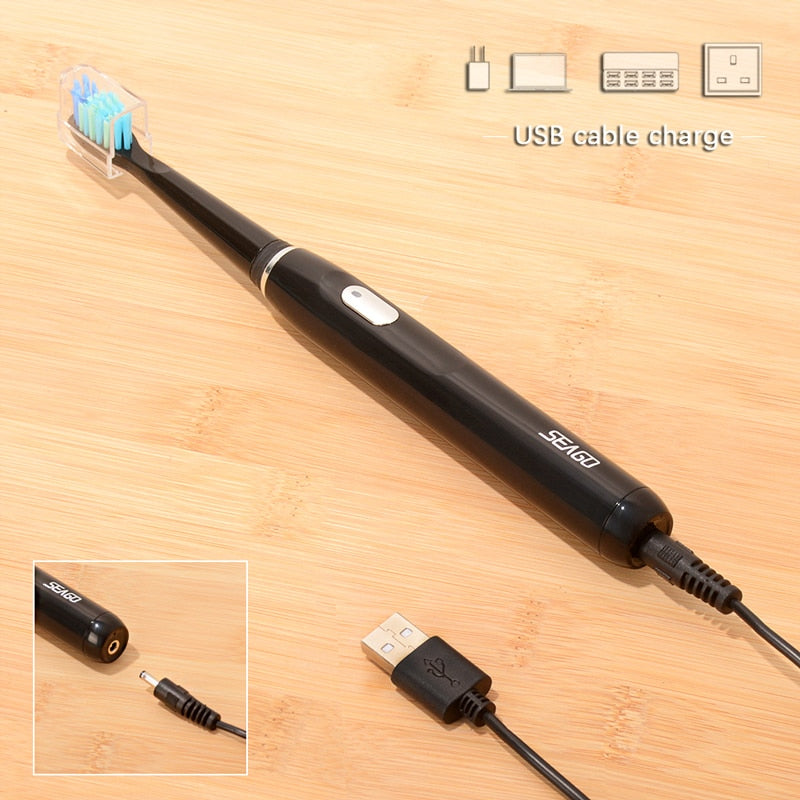 Seago Electric Toothbrush Rechargeable USB Charging Adult with Timer Teeth Whitening with 4 Modes Healthy Gifts