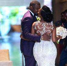 將圖片載入圖庫檢視器 Illusion Back Mermaid Wedding Dress 2020 Luxury Beading Lace Sweetheart Wedding Gowns Plus Size Vestidos De Novia