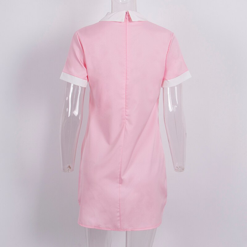 Women's Dress Collar Short Sleeve Solid Female Turn Down Collar Womens Office Dresses Woman Short Mini Dress outfits