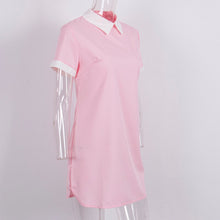 Charger l'image dans la galerie, Women's Dress Collar Short Sleeve Solid Female Turn Down Collar Womens Office Dresses Woman Short Mini Dress outfits