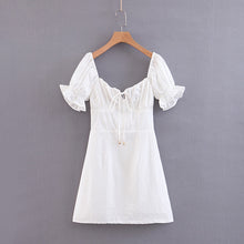 Load image into Gallery viewer, SheMujerSky Summer Vintage Mini Dress Women Lace Up V neck Dress 2019 vestido blanco verano Women's Blouse