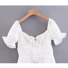 Load image into Gallery viewer, SheMujerSky Summer Vintage Mini Dress Women Lace Up V neck Dress 2019 vestido blanco verano Women's Blouse
