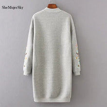 將圖片載入圖庫檢視器 SheMujerSky Sweater Women Long Dress Embroidery Floral moleton feminino Pullover Womens 2017 Winter