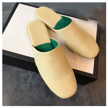Load image into Gallery viewer, Simple Designer Slippers Platform Summer Sandals For Women2020 Yellow Outdoor Casual Half Mueller Leather Flat Shoes Comfortable