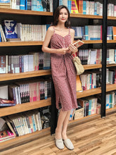 將圖片載入圖庫檢視器 Simple Women's Pocket Polka Dots Cotton Midi Dress Summer Casual