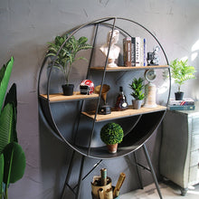 將圖片載入圖庫檢視器 Simple Modern Wrought Iron Plaid Bookcase Features Restaurant Bar Floor Rack Living Room Partition Wall Bookcase Wheel Frame